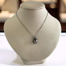Load image into Gallery viewer, Round Black Tahitian Pearl &amp; Diamond Angel-Wing Pendant