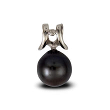 Load image into Gallery viewer, Round Black Tahitian Pearl &amp; Diamond Angel-Wing Pendant
