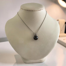 Load image into Gallery viewer, Round Black Tahitian Pearl &amp; Diamond Angel-Wing Pendant