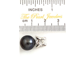 Load image into Gallery viewer, Round Black Tahitian Pearl &amp; Diamond Angel-Wing Pendant