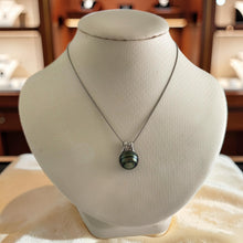 Load image into Gallery viewer, 14k White Gold Angel-Wing &amp; Diamond Black Tahitian Pearl Pendant