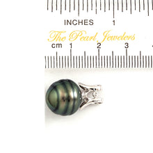 Load image into Gallery viewer, 14k White Gold Angel-Wing &amp; Diamond Black Tahitian Pearl Pendant