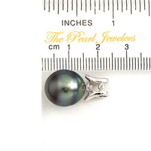 Load image into Gallery viewer, 14k White Gold Angel-Wing &amp; Diamond Tear-Drop Tahitian Pearl Pendant