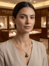 Load image into Gallery viewer, 14k Yellow Gold Cuff &amp; Diamond Baroque Tahitian Pearl Pendant