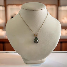 Load image into Gallery viewer, 14k Yellow Gold Cuff &amp; Diamond Baroque Tahitian Pearl Pendant