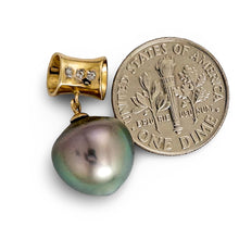 Load image into Gallery viewer, 14k Yellow Gold Tunnel &amp; Diamond Baroque Tahitian Pearl Pendant