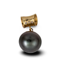 Load image into Gallery viewer, 14k Yellow Gold Tunnel &amp; Diamond 12.4 mm Tahitian Pearl Pendant