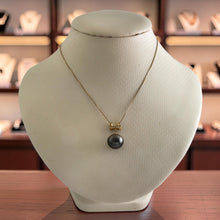 Load image into Gallery viewer, 14k Yellow Gold Tunnel &amp; Diamond 12.4 mm Tahitian Pearl Pendant