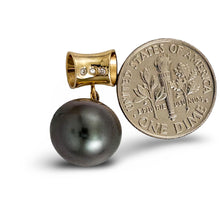Load image into Gallery viewer, 14k Yellow Gold Tunnel &amp; Diamond 12.4 mm Tahitian Pearl Pendant