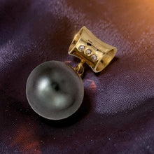 Load image into Gallery viewer, 14k Yellow Gold Tunnel &amp; Diamond 12.4 mm Tahitian Pearl Pendant