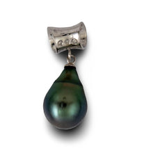 Load image into Gallery viewer, 14k White Gold Cuff &amp; Diamond Baroque Tahitian Pearl Pendant