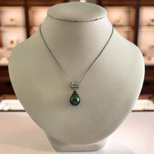 Load image into Gallery viewer, 14k White Gold Cuff &amp; Diamond Baroque Tahitian Pearl Pendant