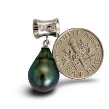 Load image into Gallery viewer, 14k White Gold Cuff &amp; Diamond Baroque Tahitian Pearl Pendant