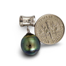 Load image into Gallery viewer, 14k White Gold Cuff &amp; Diamond Baroque Tahitian Pearl Pendant