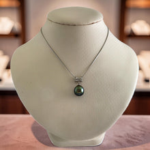Load image into Gallery viewer, 14k White Gold Cuff &amp; Diamond Baroque Tahitian Pearl Pendant
