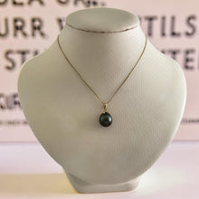 Load image into Gallery viewer, 14k Yellow Gold Star-Bale &amp; Diamond Semi-Round Tahitian Pearl Pendant