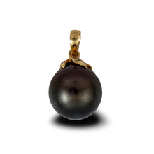 Load image into Gallery viewer, 14k Yellow Gold Star-Bale &amp; Diamond Tahitian Pearl Pendant