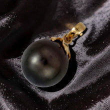 Load image into Gallery viewer, 14k Yellow Gold Star-Bale &amp; Diamond Tahitian Pearl Pendant