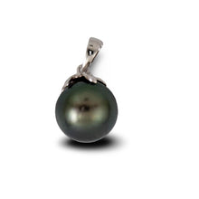 Load image into Gallery viewer, 14k Solid White Gold Star-Bale &amp; Diamond Baroque Black Tahitian Pearl Pendant