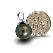 Load image into Gallery viewer, 14k Solid White Gold Star-Bale &amp; Diamond Baroque Black Tahitian Pearl Pendant
