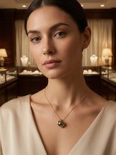 Load image into Gallery viewer, 14k Yellow Gold “S” Bale &amp; Diamond Peacock Tahitian Pearl Pendant Necklace
