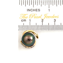 Load image into Gallery viewer, 14k Yellow Gold “S” Bale &amp; Diamond Peacock Tahitian Pearl Pendant Necklace