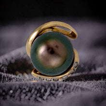 Load image into Gallery viewer, 14k Yellow Gold “S” Bale &amp; Diamond Peacock Tahitian Pearl Pendant Necklace