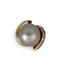 Load image into Gallery viewer, 14k Solid Yellow Gold “S” Bale &amp; Diamond Silver-Tone Tahitian Pearl Pendant
