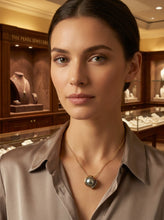 Load image into Gallery viewer, 14k Solid Yellow Gold “S” Bale &amp; Diamond Silver-Tone Tahitian Pearl Pendant