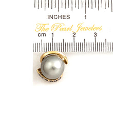 Load image into Gallery viewer, 14k Solid Yellow Gold “S” Bale &amp; Diamond Silver-Tone Tahitian Pearl Pendant