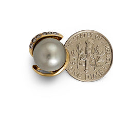 Load image into Gallery viewer, 14k Solid Yellow Gold “S” Bale &amp; Diamond Silver-Tone Tahitian Pearl Pendant