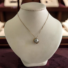 Load image into Gallery viewer, 14k Solid Yellow Gold “S” Bale &amp; Diamond Silver-Tone Tahitian Pearl Pendant