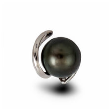Load image into Gallery viewer, 14k White Gold “S” Bale &amp; Diamond Black Tahitian Pearl Pendant Necklace