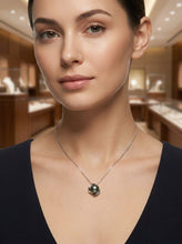 Load image into Gallery viewer, 14k White Gold “S” Bale &amp; Diamond Black Tahitian Pearl Pendant Necklace