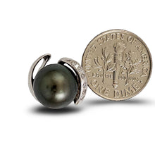 Load image into Gallery viewer, 14k White Gold “S” Bale &amp; Diamond Black Tahitian Pearl Pendant Necklace