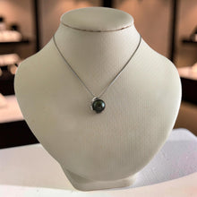 Load image into Gallery viewer, 14k White Gold “S” Bale &amp; Diamond Black Tahitian Pearl Pendant Necklace