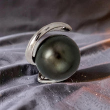 Load image into Gallery viewer, 14k White Gold “S” Bale &amp; Diamond Black Tahitian Pearl Pendant Necklace