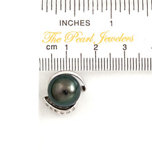 Load image into Gallery viewer, 14k Solid White Gold “S” Bale &amp; Diamond Black Tahitian Pearl Pendant