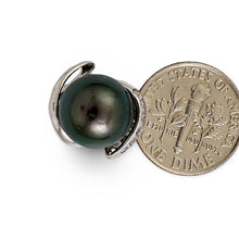 Load image into Gallery viewer, 14k Solid White Gold “S” Bale &amp; Diamond Black Tahitian Pearl Pendant
