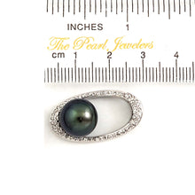 Load image into Gallery viewer, 14k White Gold Oval-Bale &amp; 55-Diamond Baroque Tahitian Pearl Pendant
