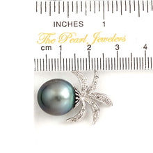 Load image into Gallery viewer, 14k White Gold Pineapple-Bale &amp; 16-Diamond Tahitian Pearl Pendant