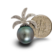 Load image into Gallery viewer, 14k White Gold Pineapple-Bale &amp; 16-Diamond Tahitian Pearl Pendant