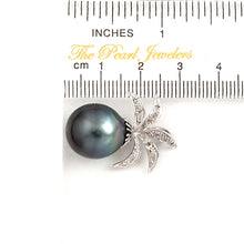 Load image into Gallery viewer, 14k Solid White Gold Pineapple-Bale &amp; Diamond Black Tahitian Pearl Pendant