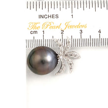 Load image into Gallery viewer, 14k Solid White Gold Pineapple-Bale &amp; Diamond Black Tahitian Pearl Pendant