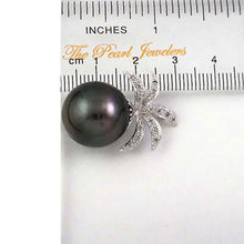 Load image into Gallery viewer, 14k Solid White Gold Pineapple-Bale &amp; Diamond Black Tahitian Pearl Pendant