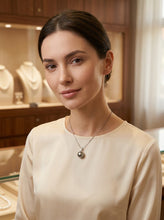 Load image into Gallery viewer, 14k Solid White Gold Bale &amp; Diamond Silver-Tone Tahitian Pearl Pendant