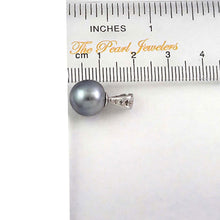 Load image into Gallery viewer, 14k Solid White Gold Bale &amp; Diamond Silver-Tone Tahitian Pearl Pendant