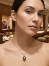 Load image into Gallery viewer, 14k Solid White Gold Eyes-Design &amp; Diamond Baroque Tahitian Pearl Pendant