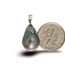 Load image into Gallery viewer, 14k Solid White Gold Eyes-Design &amp; Diamond Baroque Tahitian Pearl Pendant