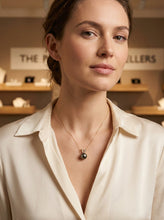Load image into Gallery viewer, 14k Solid Yellow Gold Rabbit-Ear &amp; Diamond Black Tahitian Pearl Pendant
